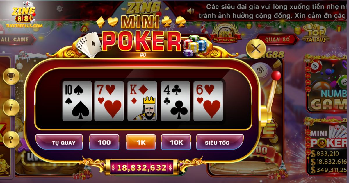 Mini Poker Zing88 có nhiều tính năng thông minh